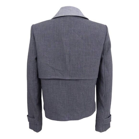 NWT Tommy Hilfiger Women's Gray Contrast-Trim Trench Jacket Blazer Size 4 - Picture 3 of 16